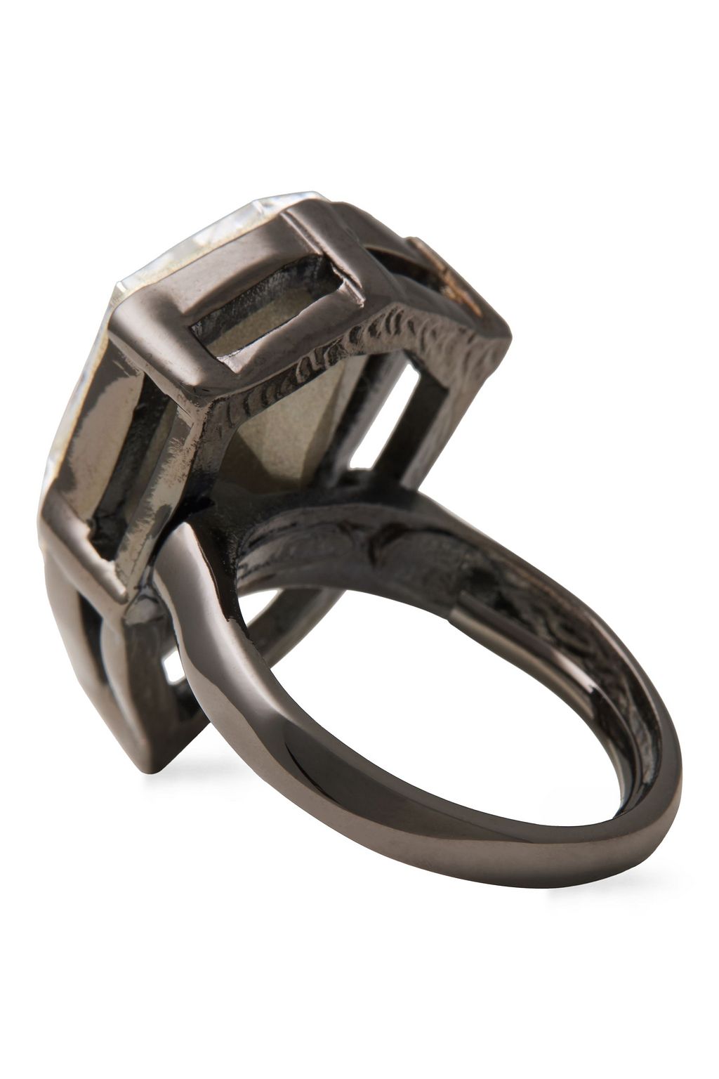 OSCAR DE LA RENTA Gunmetal-tone crystal ring