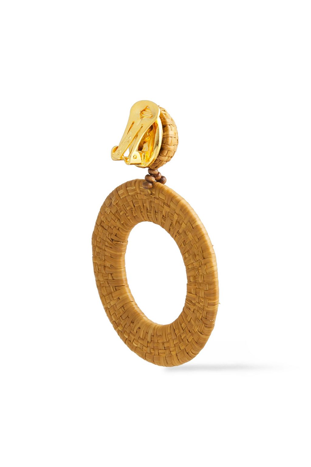 OSCAR DE LA RENTA Gold-tone and faux raffia clip earrings