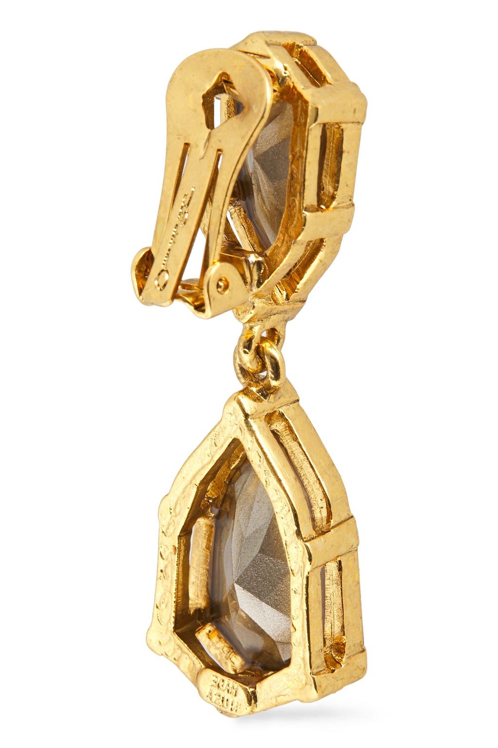 OSCAR DE LA RENTA Gunmetal-tone crystal earrings