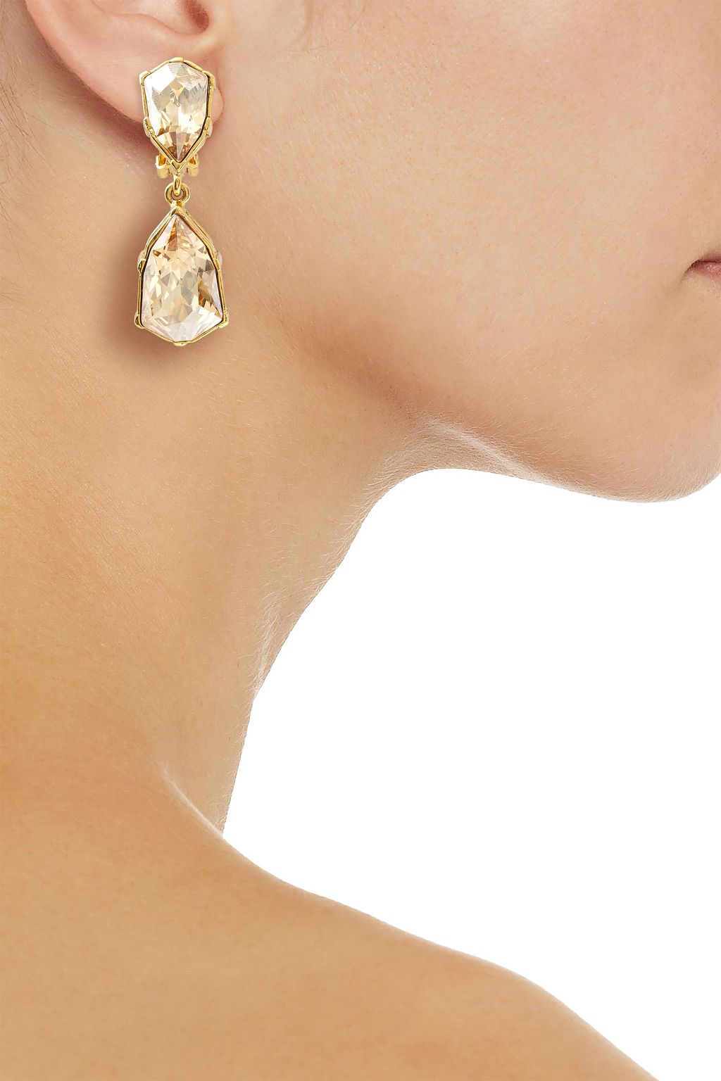 OSCAR DE LA RENTA Gunmetal-tone crystal earrings