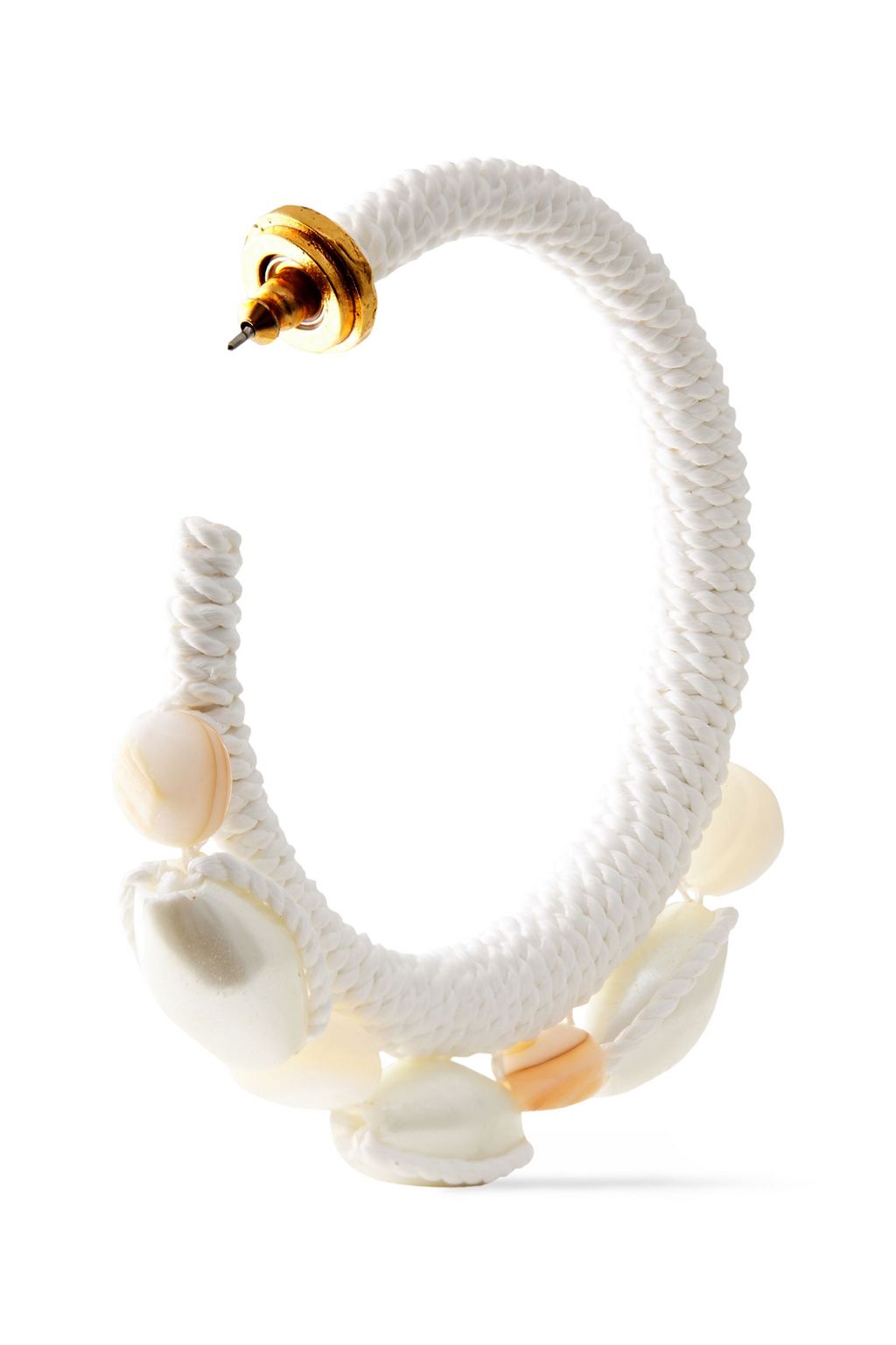 OSCAR DE LA RENTA Cord and faux pearl hoop earrings