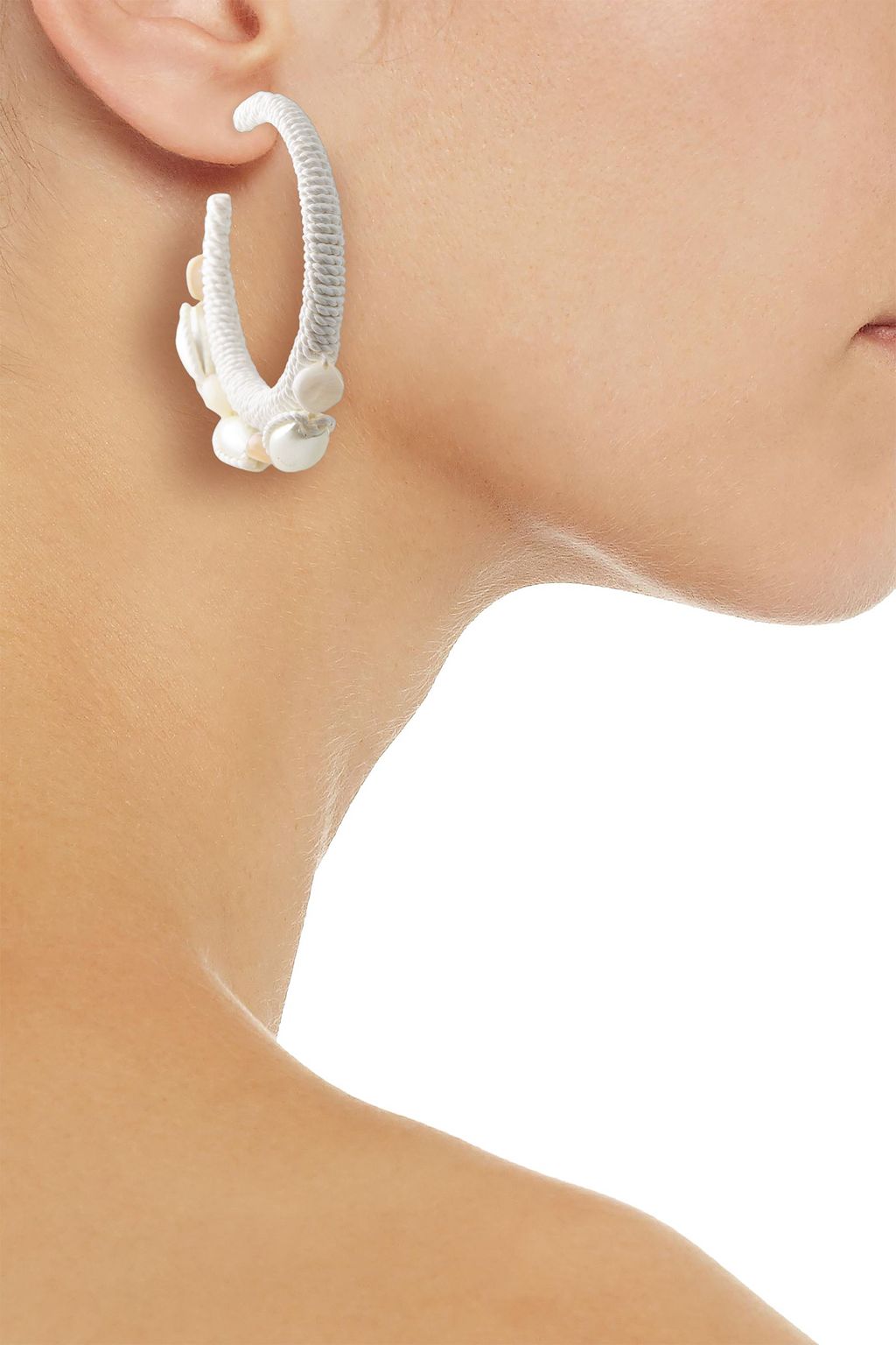 OSCAR DE LA RENTA Cord and faux pearl hoop earrings