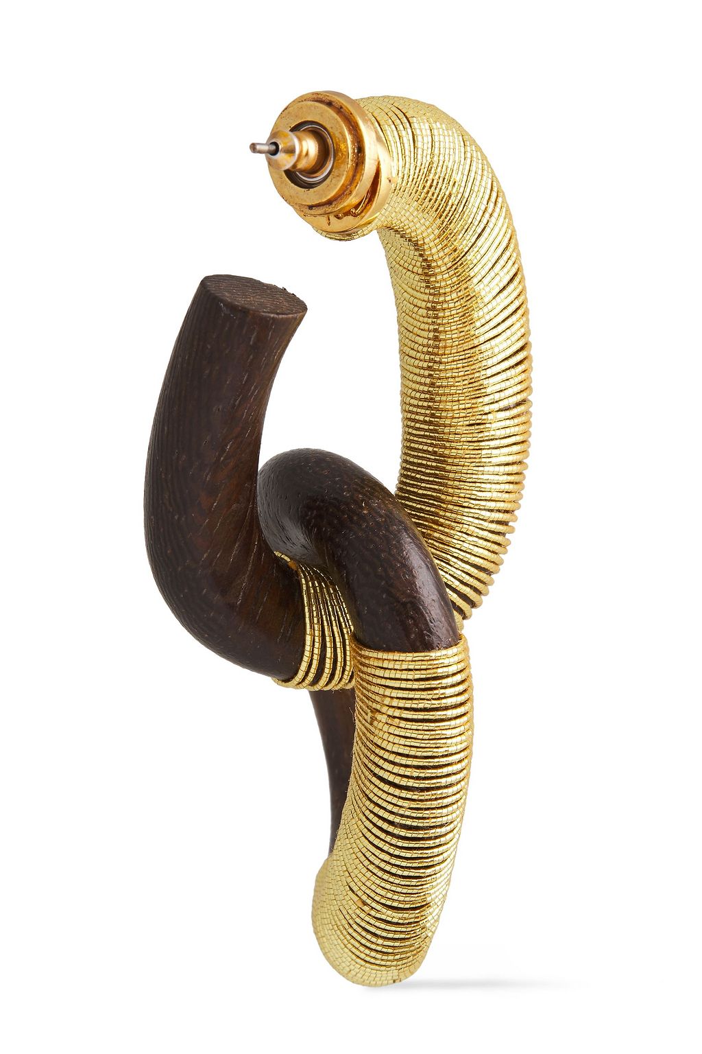 OSCAR DE LA RENTA Wood and metallic cord earrings