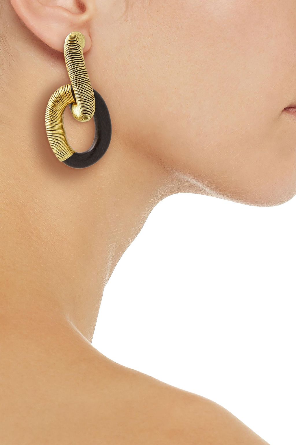 OSCAR DE LA RENTA Wood and metallic cord earrings