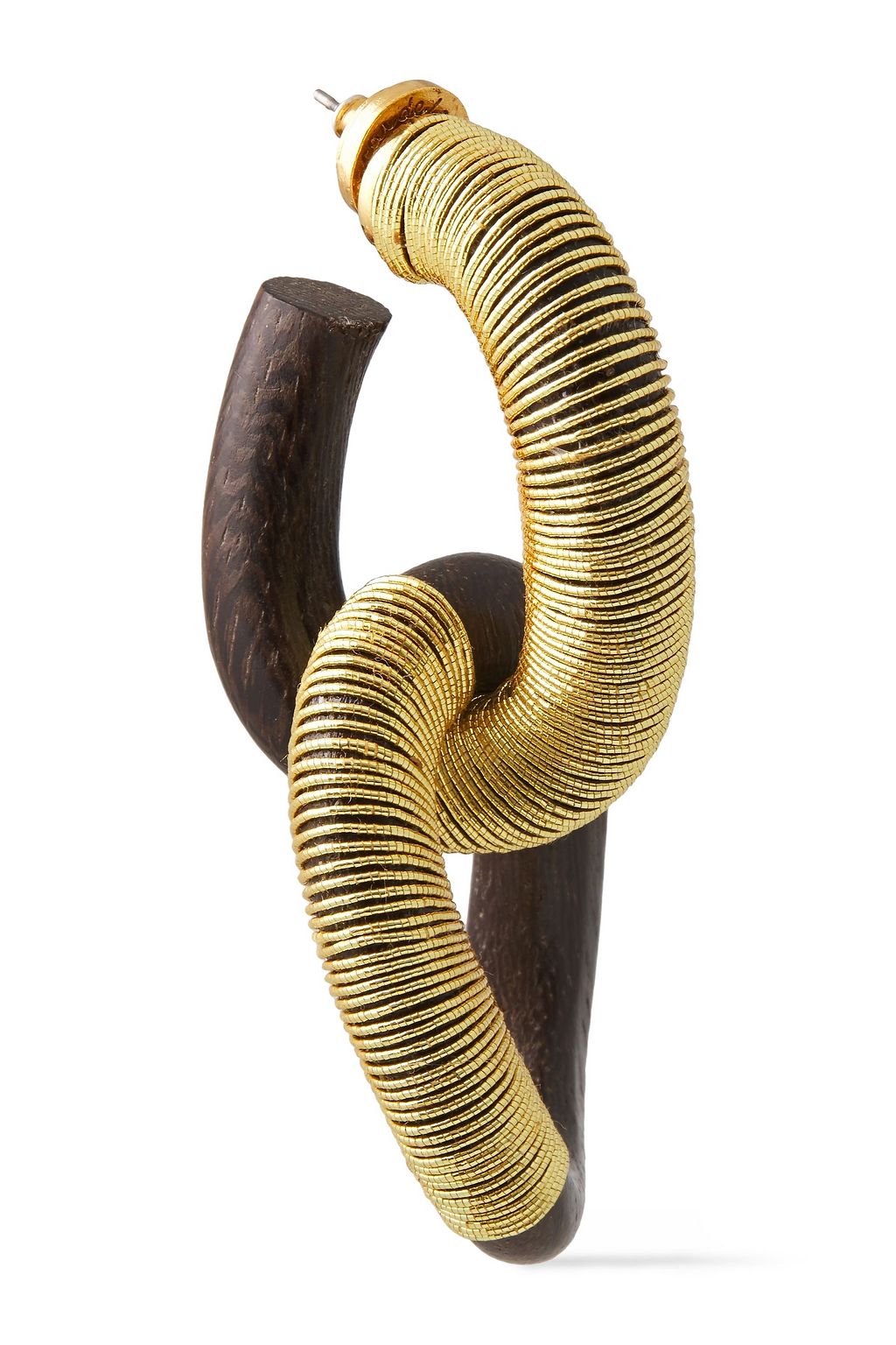 OSCAR DE LA RENTA Wood and metallic cord earrings