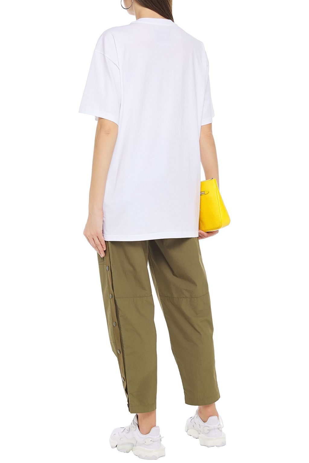 MOSCHINO Oversized embroidered printed cotton-jersey T-shirt