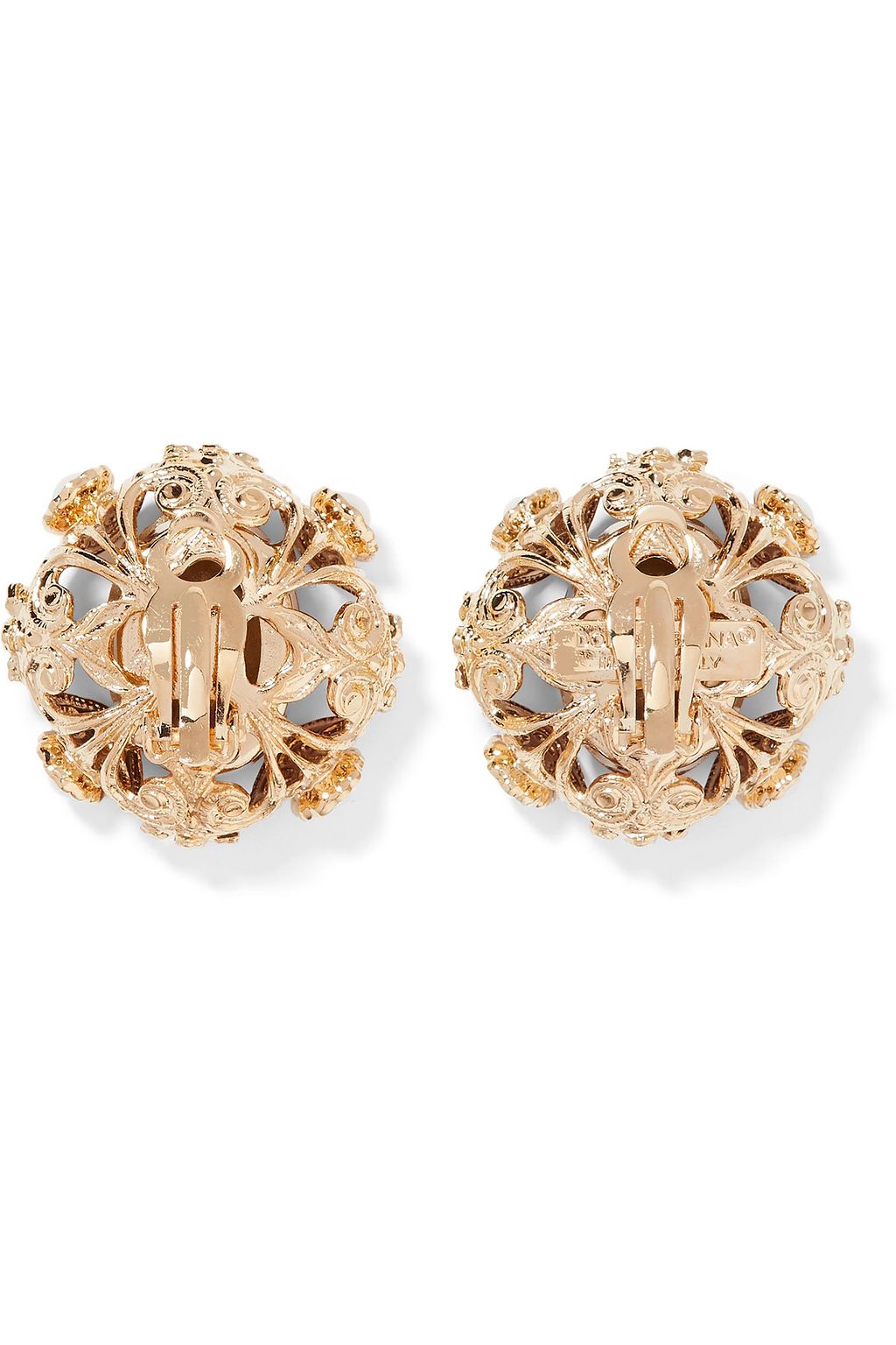 DOLCE&GABBANA Gold-tone, crystal and faux pearl clip earrings