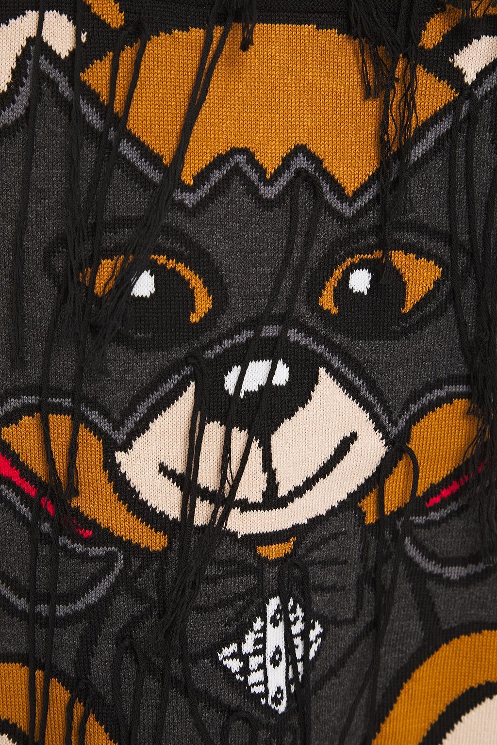 MOSCHINO Fringed intarsia cotton mini dress