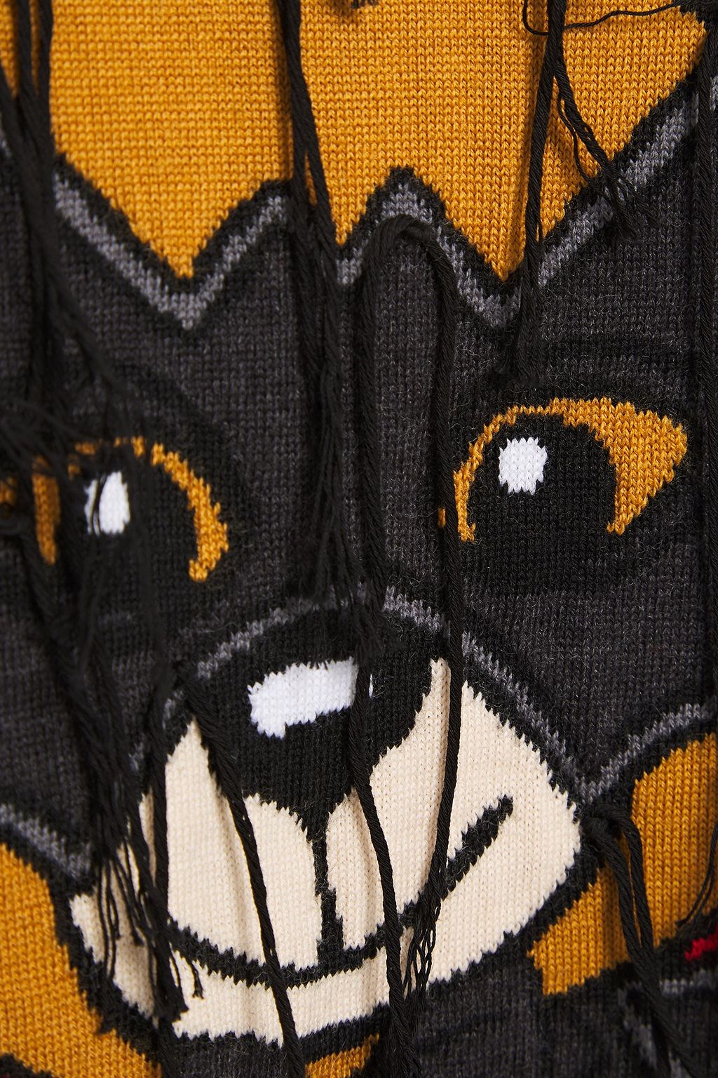 MOSCHINO Fringed intarsia cotton sweater