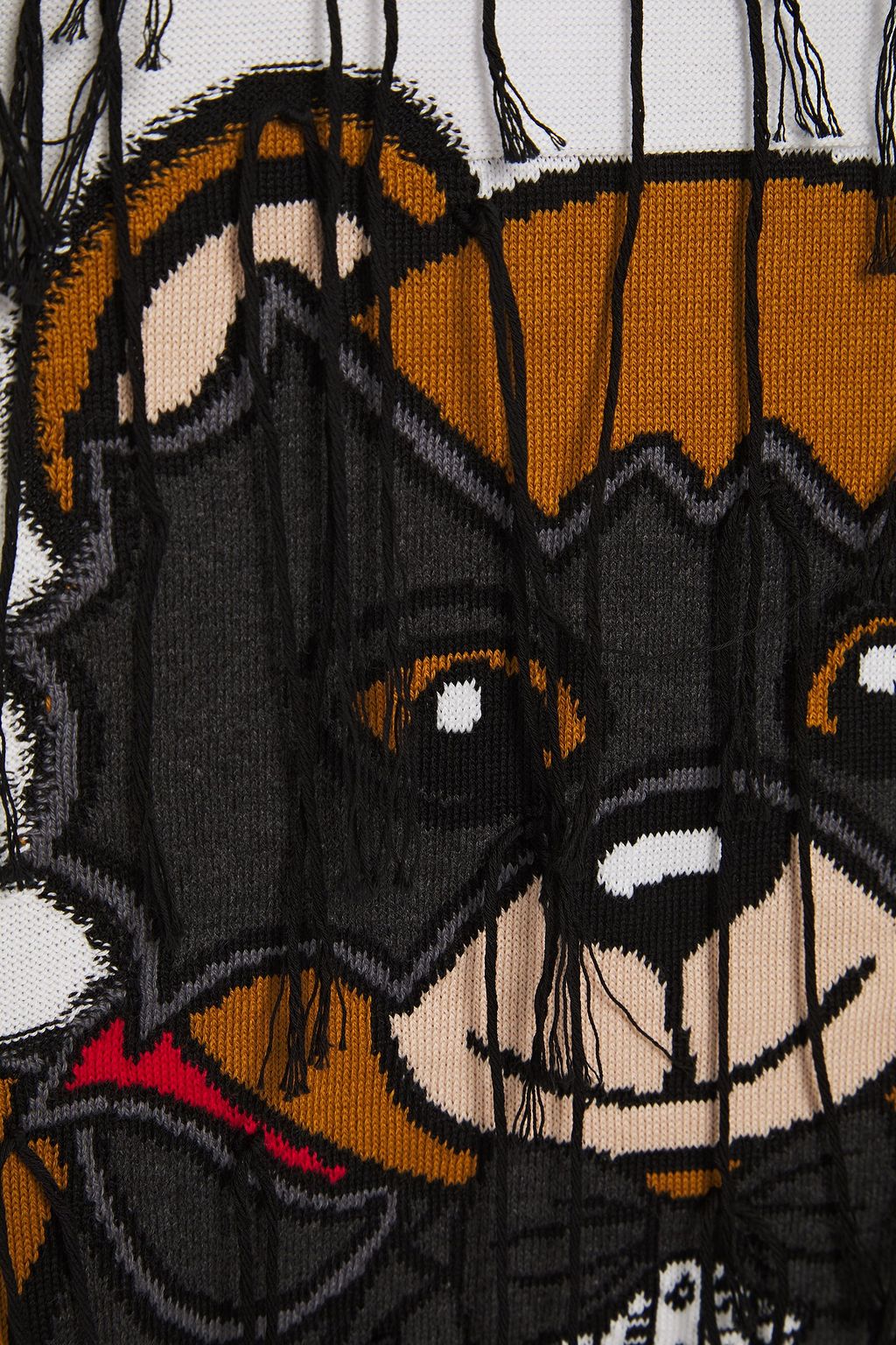 MOSCHINO Fringed intarsia cotton sweater