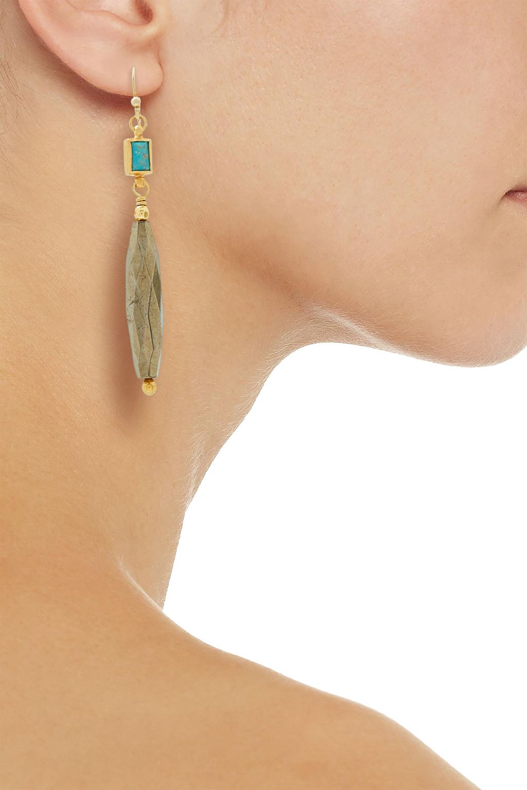CHAN LUU 18-karat gold-plated sterling silver pyrite earrings
