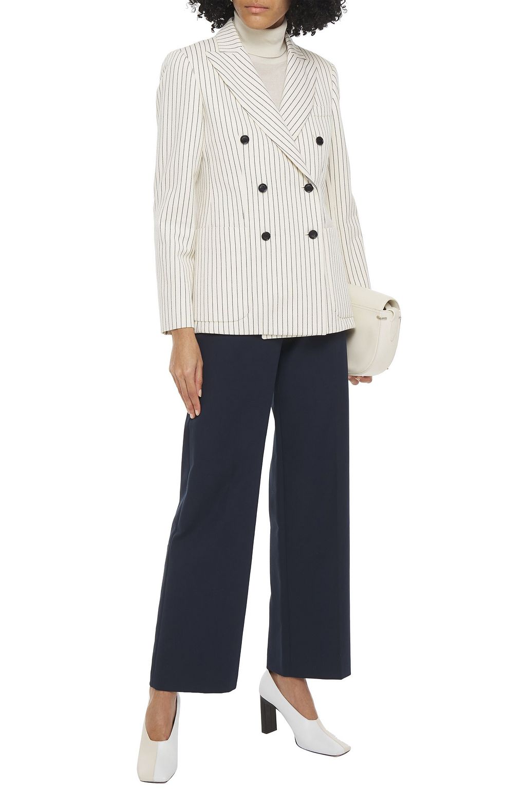 LORO PIANA New York double-breasted pinstriped cotton-twill blazer