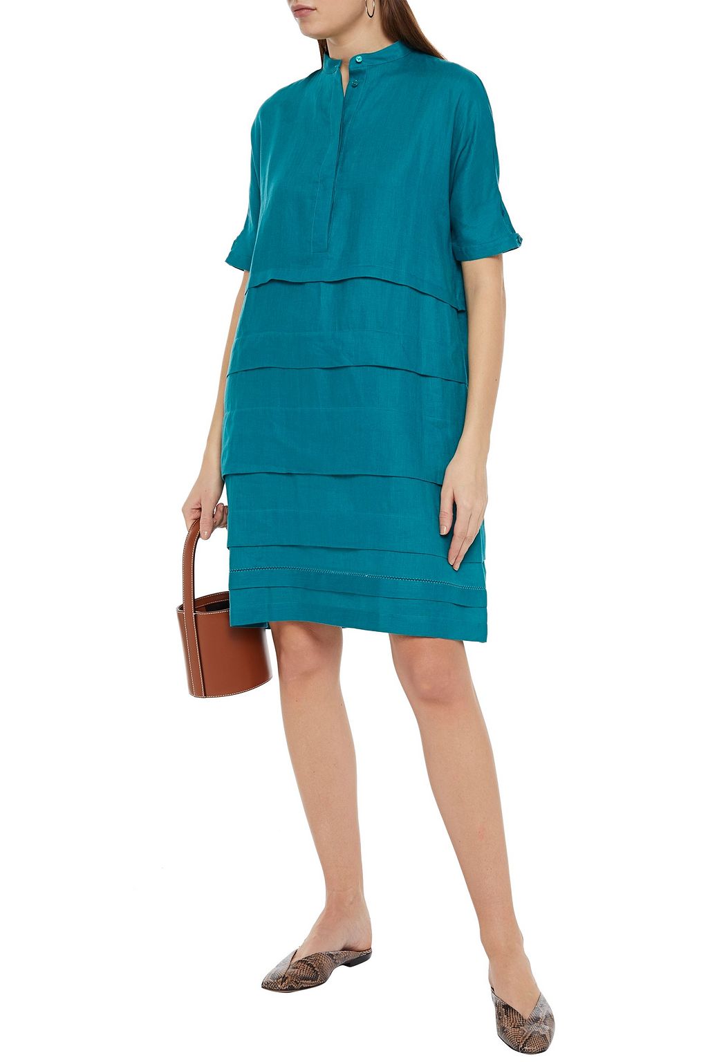 LORO PIANA Thelma pintucked linen dress