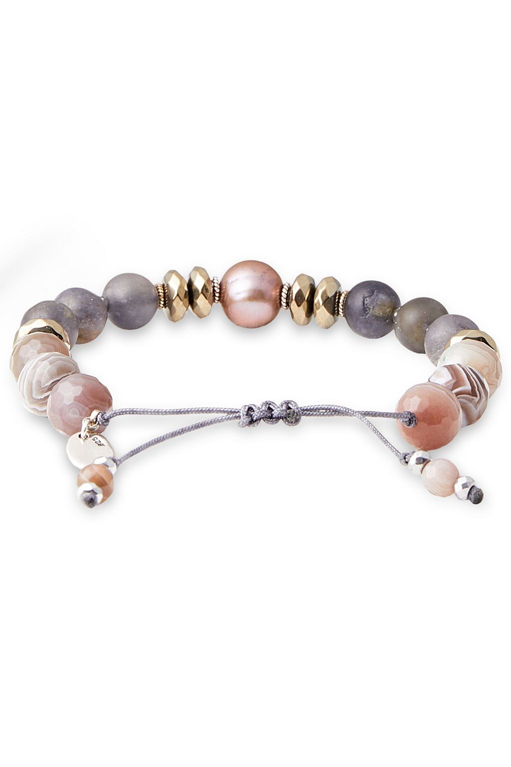 CHAN LUU Sterling silver, stone and pearl bracelet
