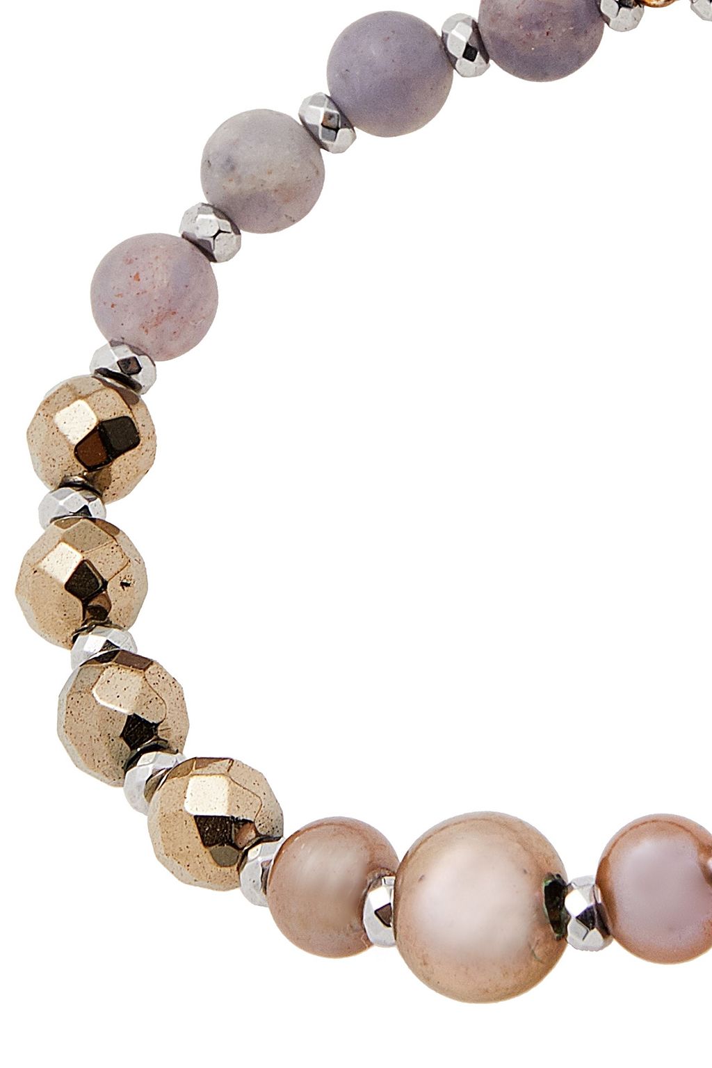 CHAN LUU Silver-tone, pearl and beaded stone earrings