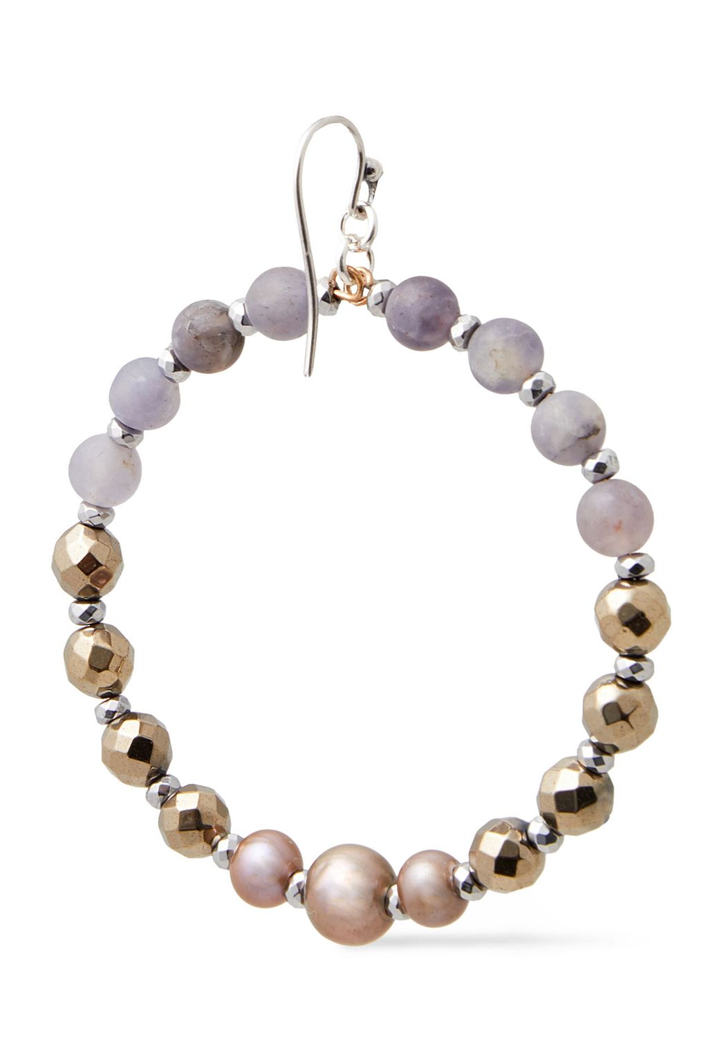 CHAN LUU Silver-tone, pearl and beaded stone earrings