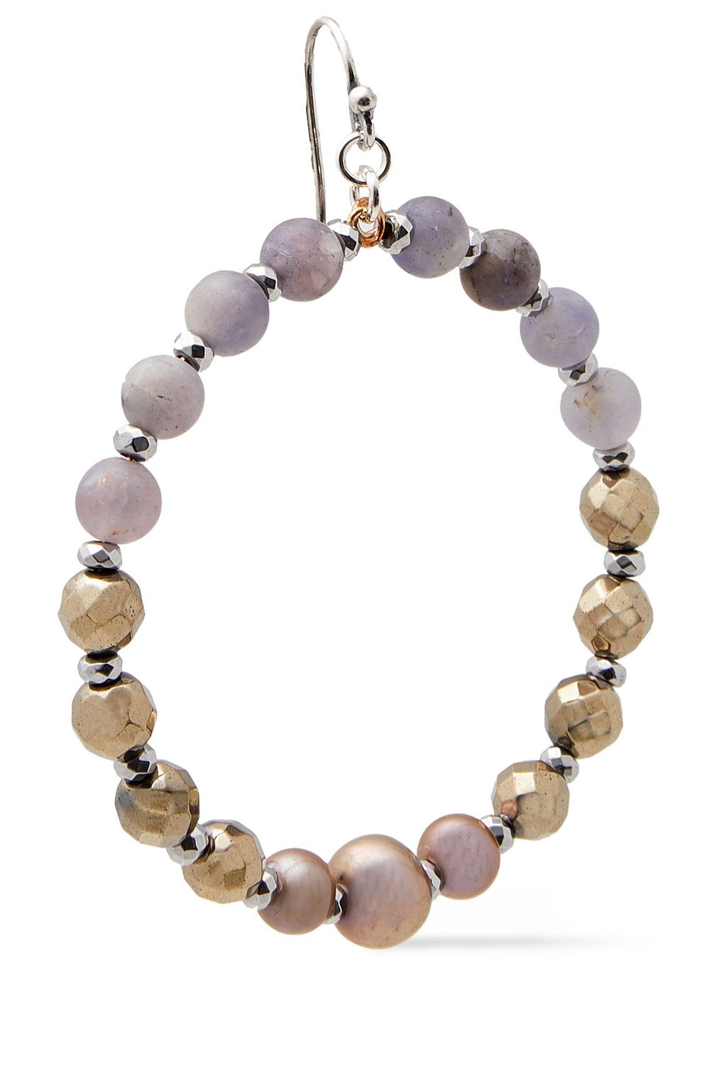 CHAN LUU Silver-tone, pearl and beaded stone earrings