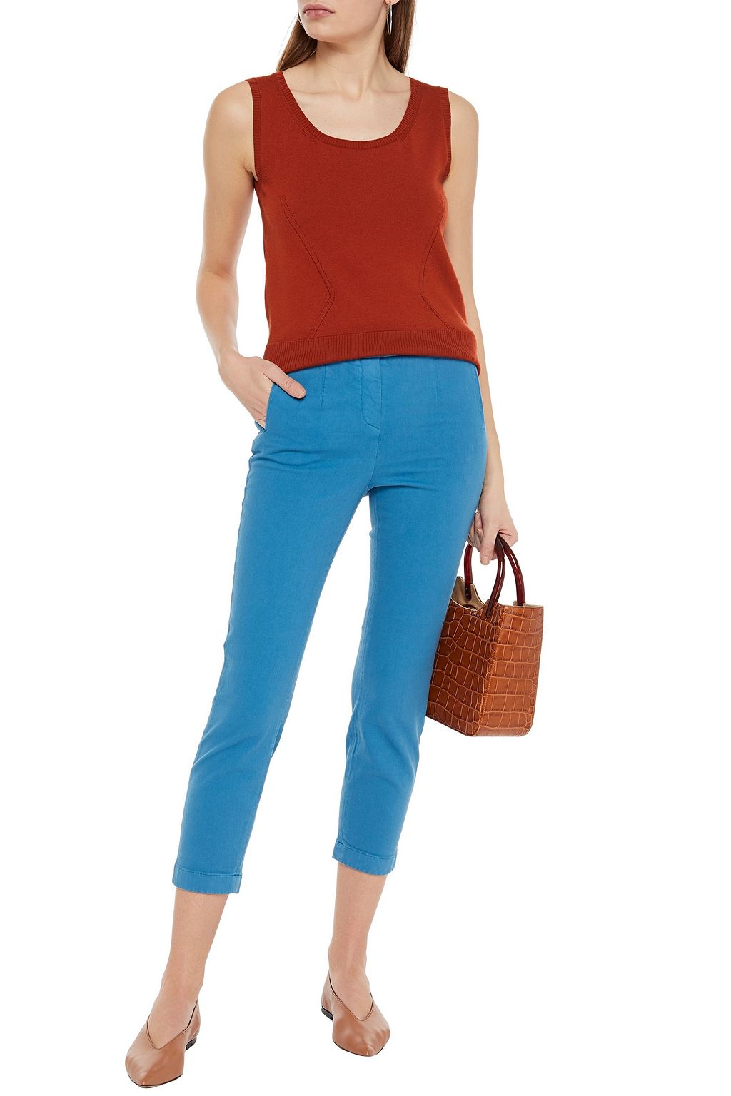 LORO PIANA Davis cropped cotton-blend twill slim-leg pants