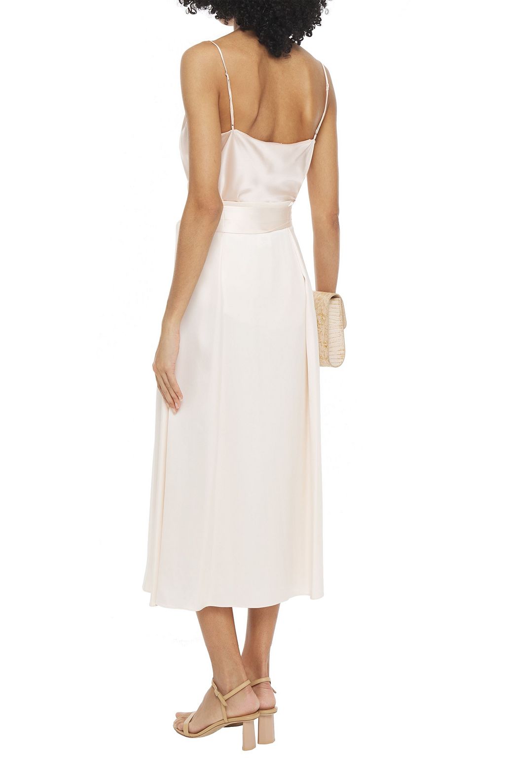 LORO PIANA Elien belted silk-satin midi skirt