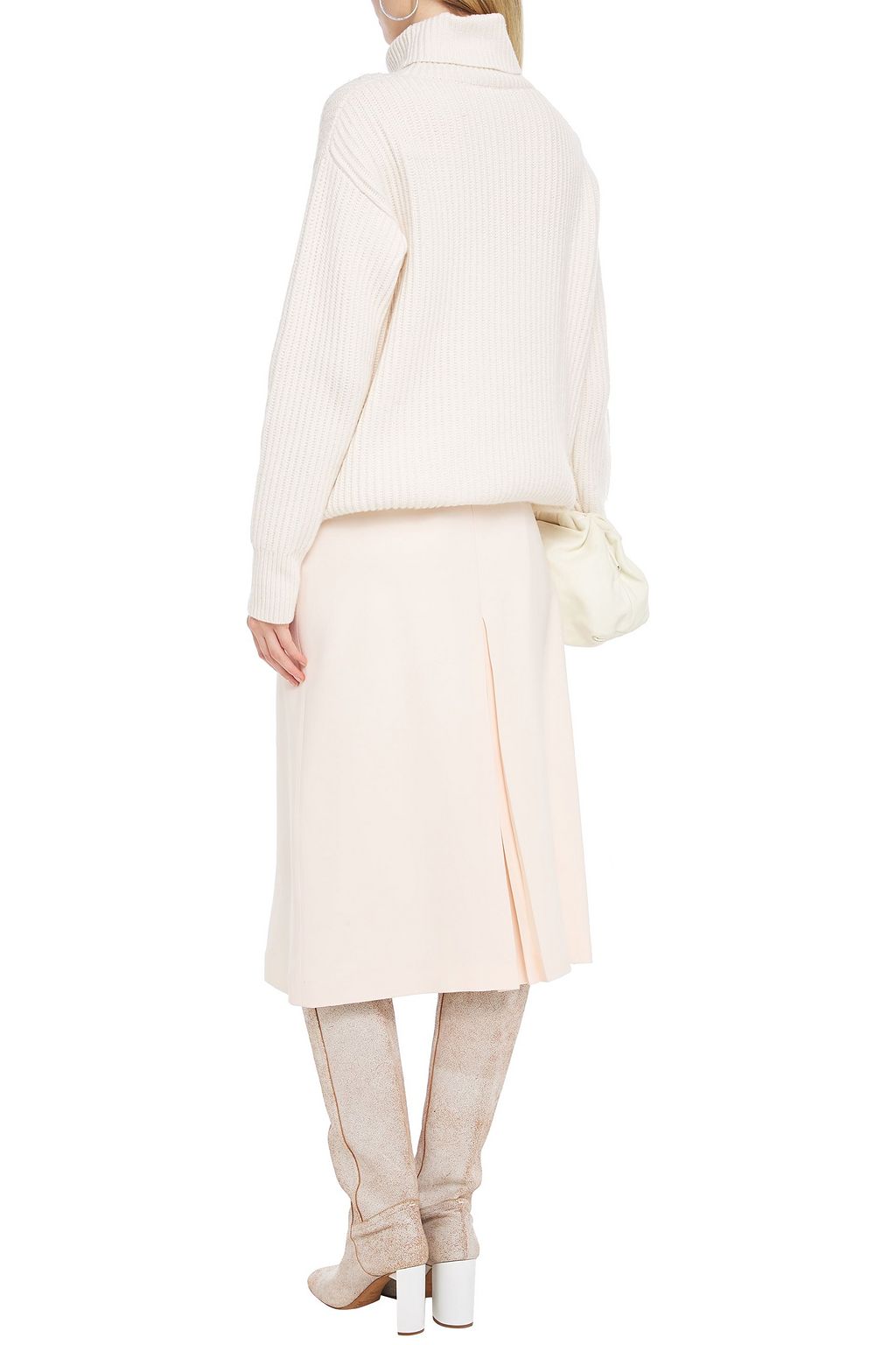 LORO PIANA Pleated silk and wool-blend midi skirt