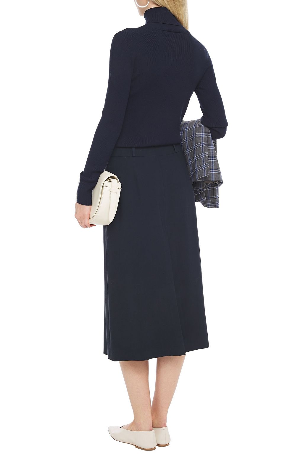 LORO PIANA Pleated silk and wool-blend midi skirt