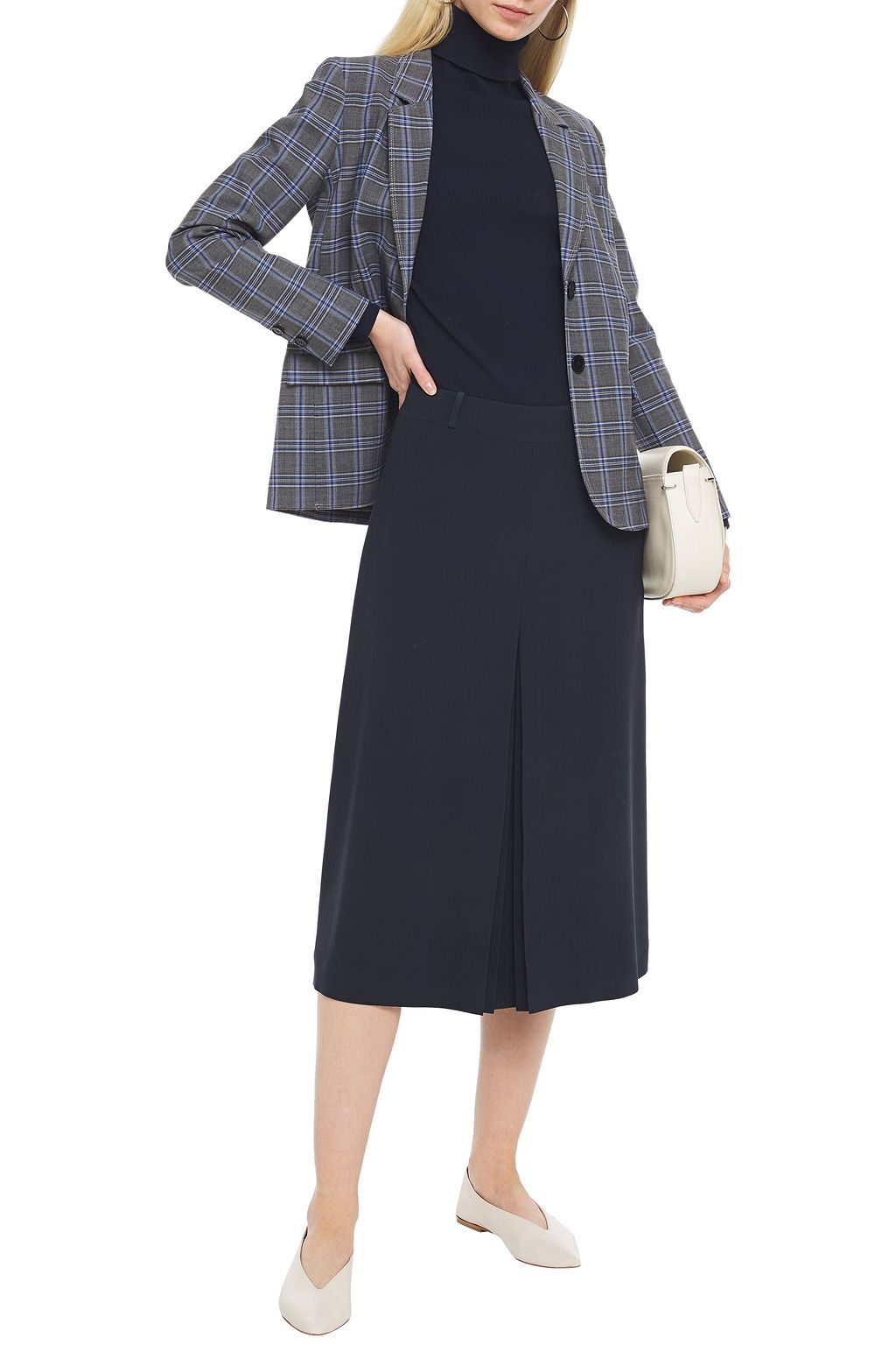 LORO PIANA Pleated silk and wool-blend midi skirt