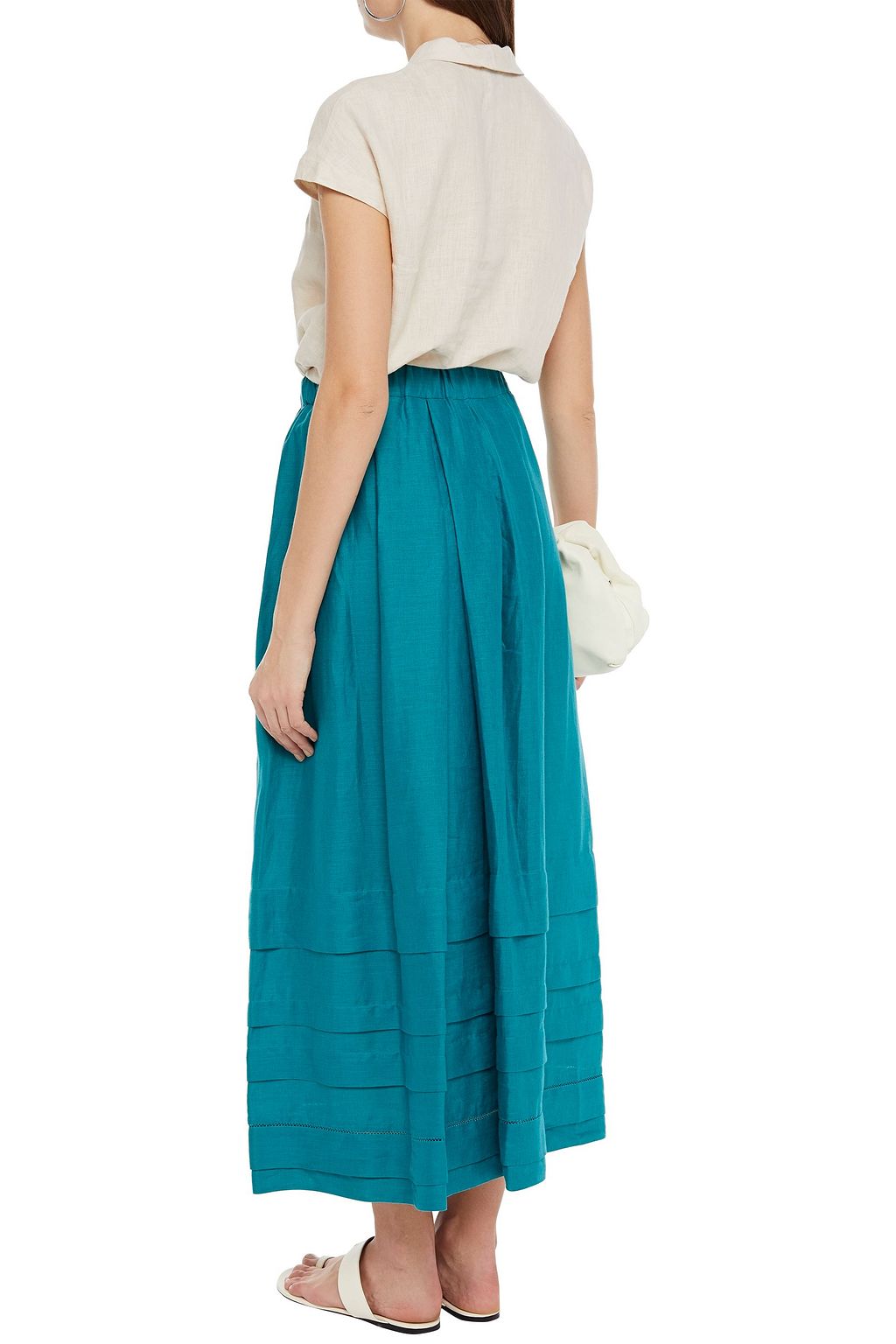LORO PIANA Amanda wrap-effect linen midi skirt