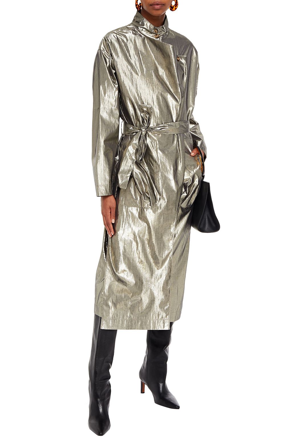 REJINA PYO Josephine draped lamé midi dress