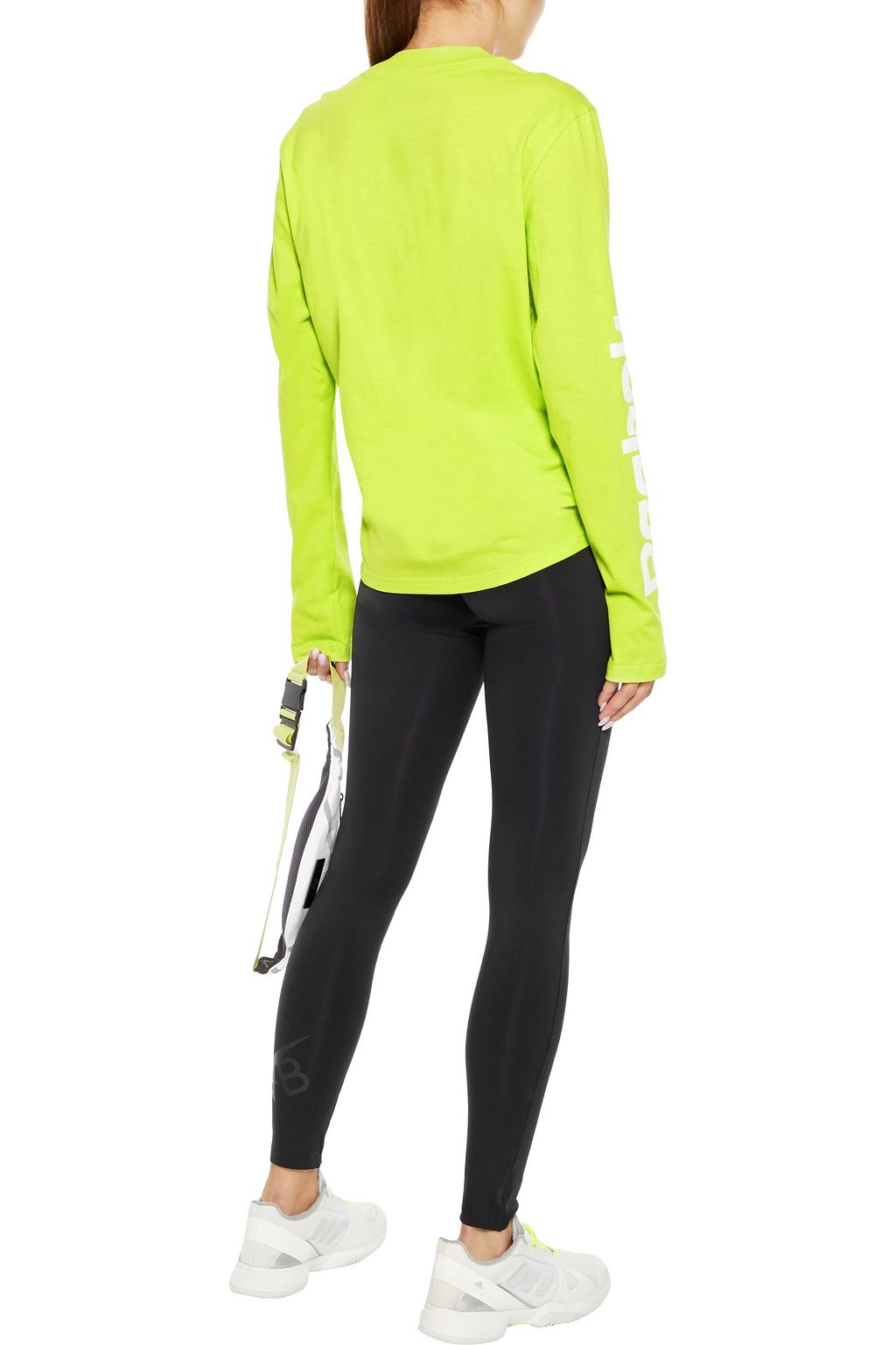 REEBOK X VICTORIA BECKHAM Printed neon cotton-jersey top