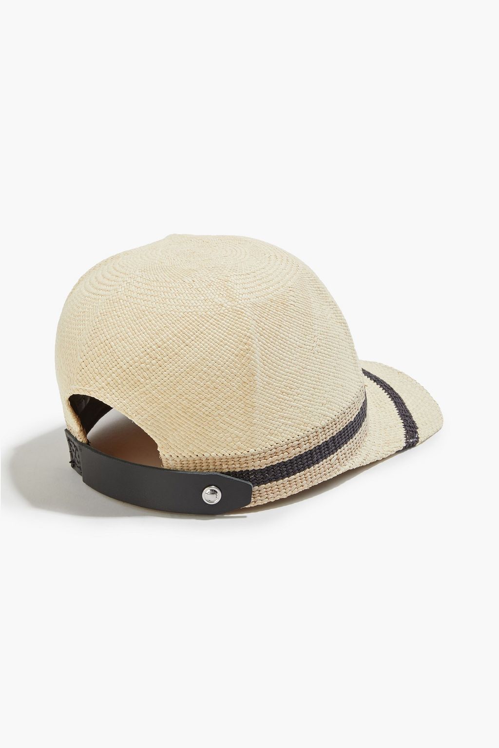 RAG & BONE Leather-trimmed Panama straw baseball cap
