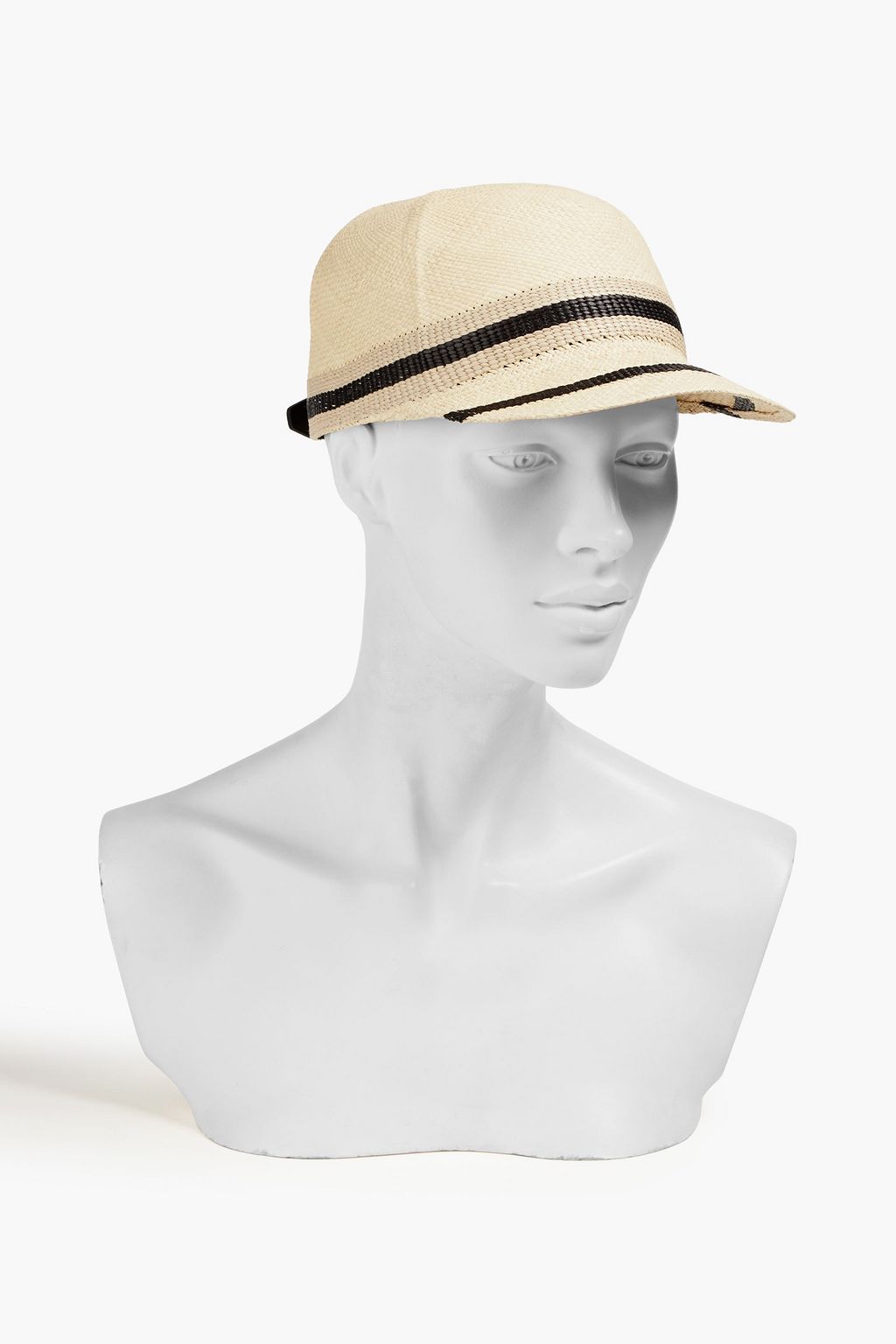 RAG & BONE Leather-trimmed Panama straw baseball cap