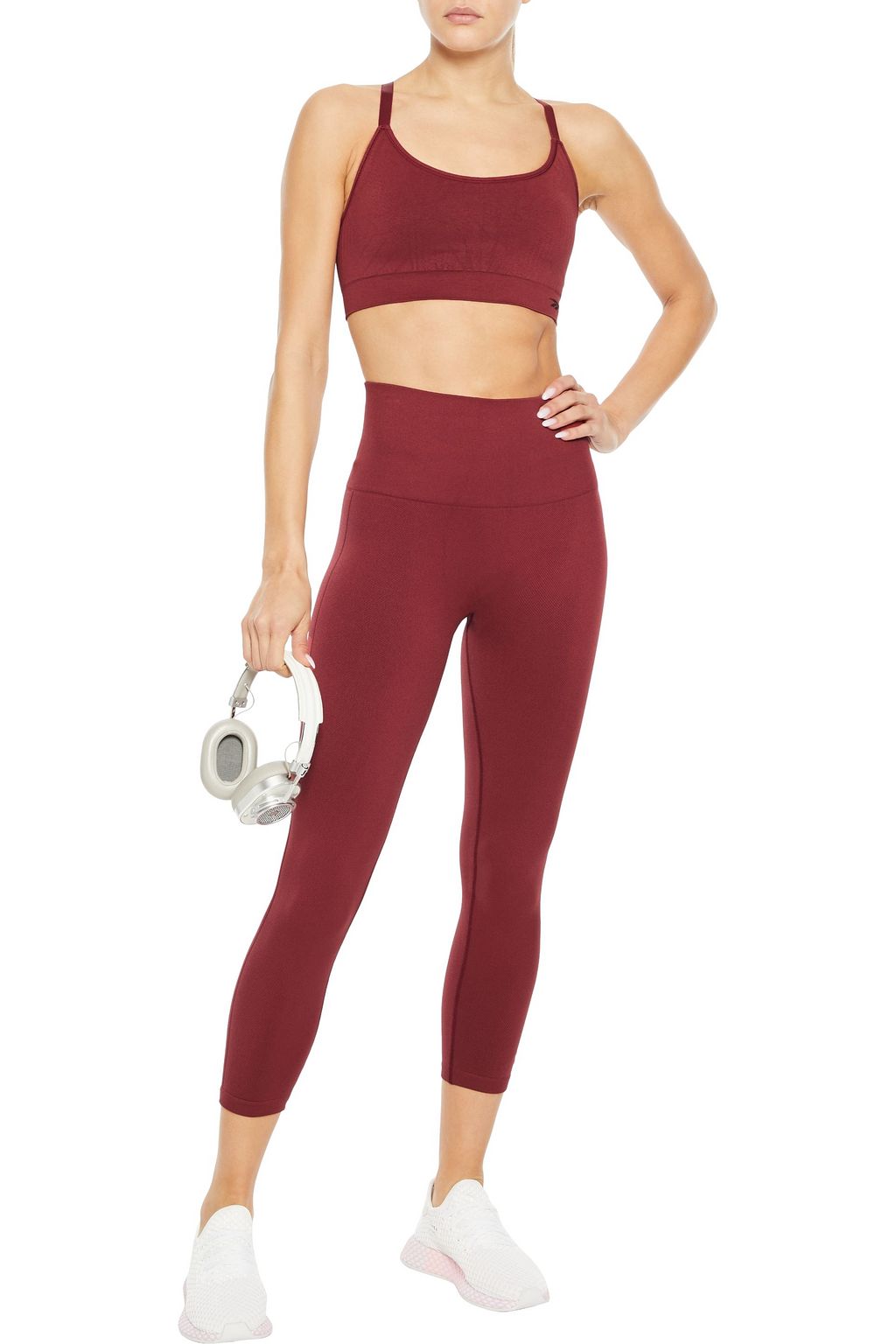 REEBOK X VICTORIA BECKHAM Cropped ribbed stretch leggings