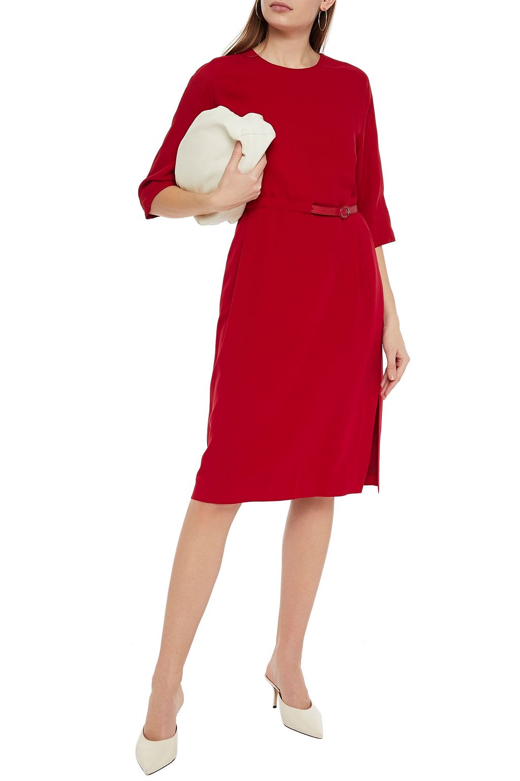 LORO PIANA Belted silk-cady dress