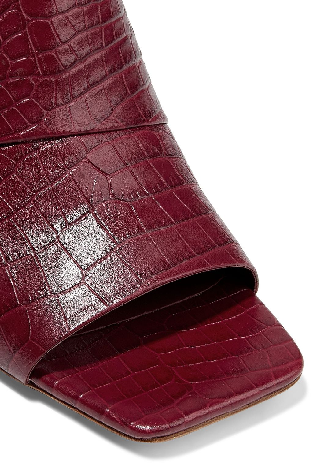 VINCE. Nelda cutout croc-effect leather mules