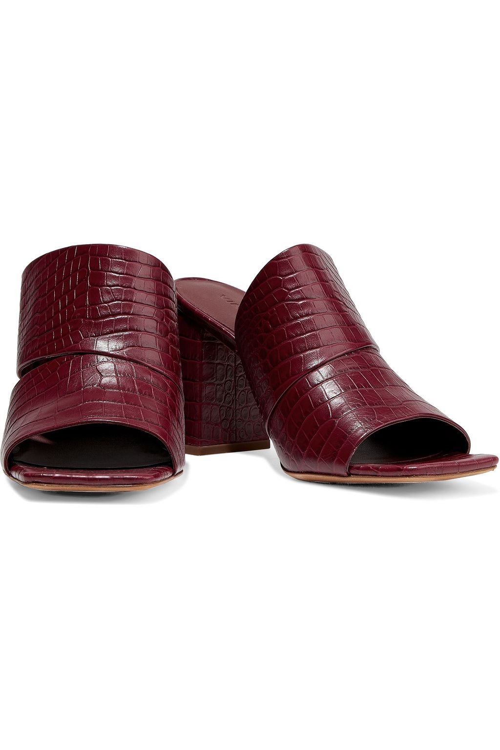 VINCE. Nelda cutout croc-effect leather mules
