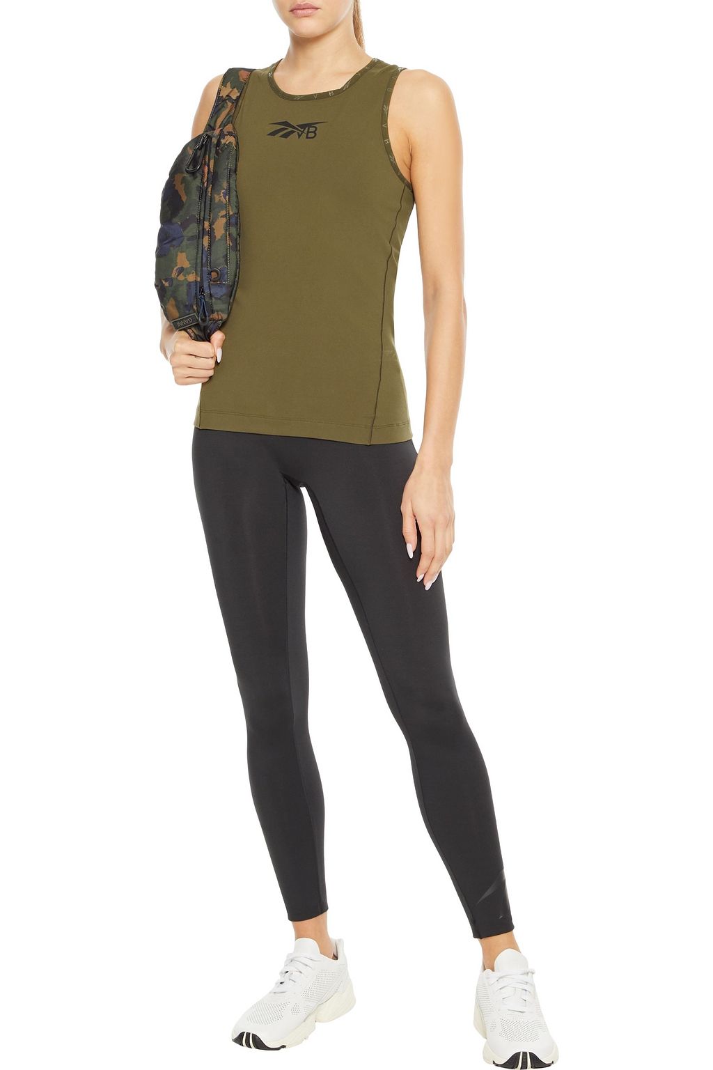 REEBOK X VICTORIA BECKHAM Appliquéd stretch-jersey tank