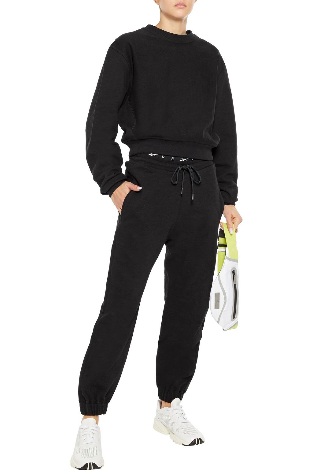 REEBOK X VICTORIA BECKHAM Cropped French cotton-terry sweatshirt