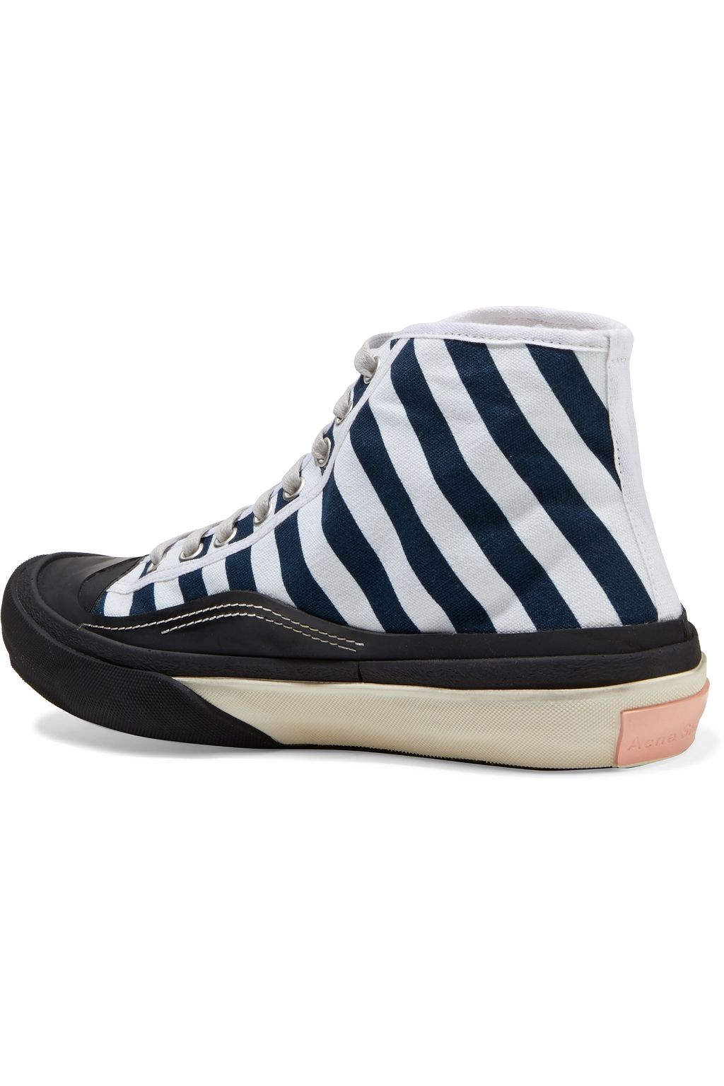 ACNE STUDIOS Striped cotton-canvas high-top sneakers