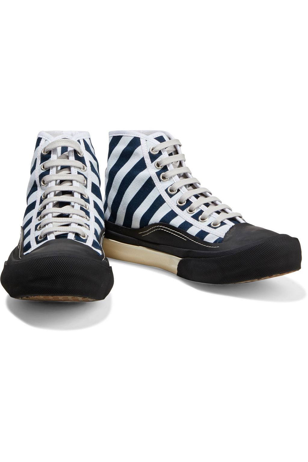 ACNE STUDIOS Striped cotton-canvas high-top sneakers