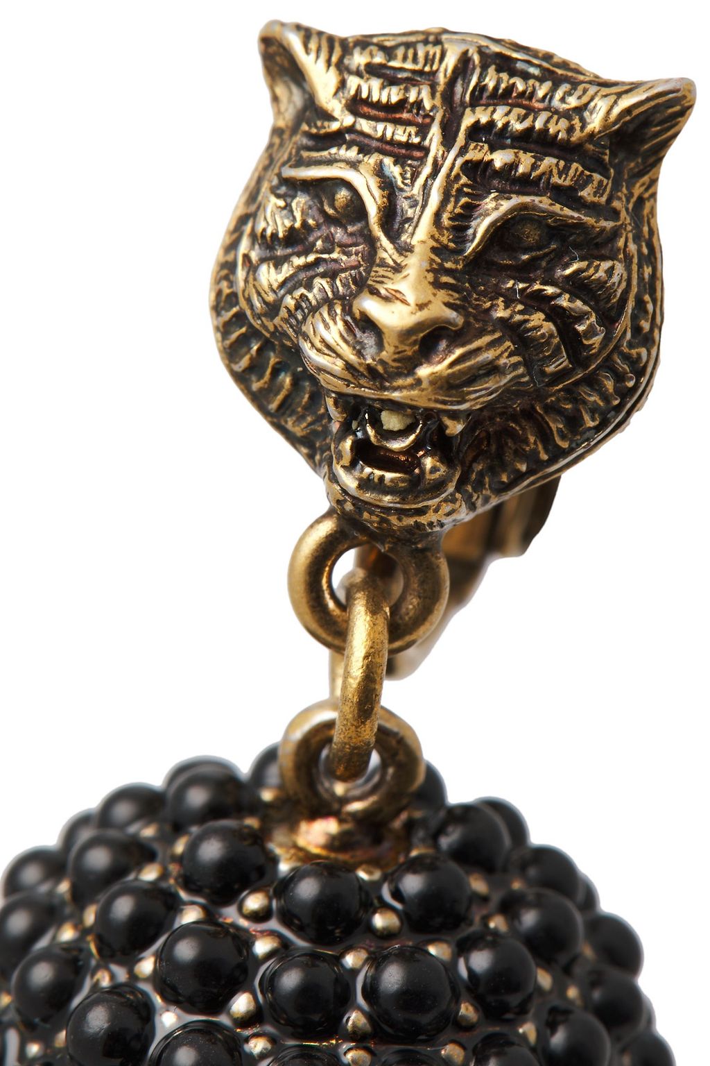 GUCCI Oxidized gold-tone and resin clip earrings