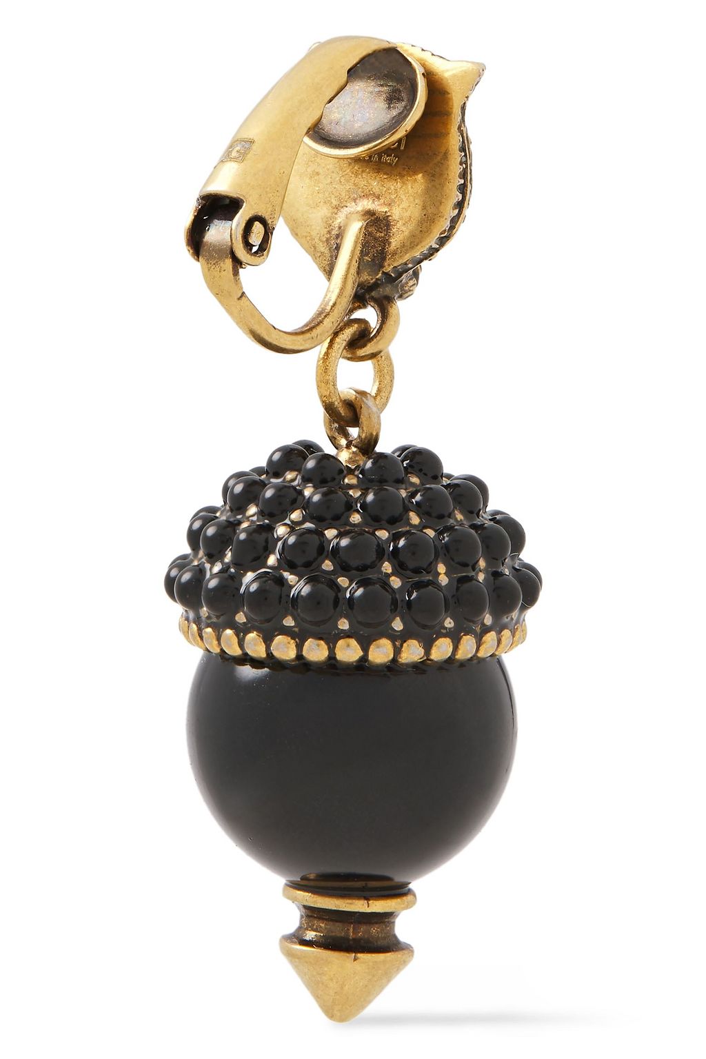 GUCCI Oxidized gold-tone and resin clip earrings