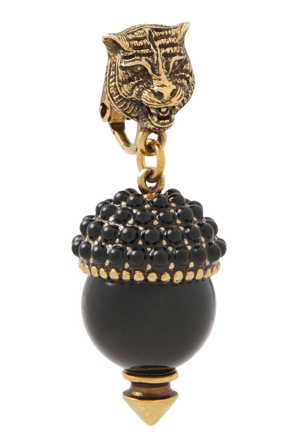 GUCCI Oxidized gold-tone and resin clip earrings
