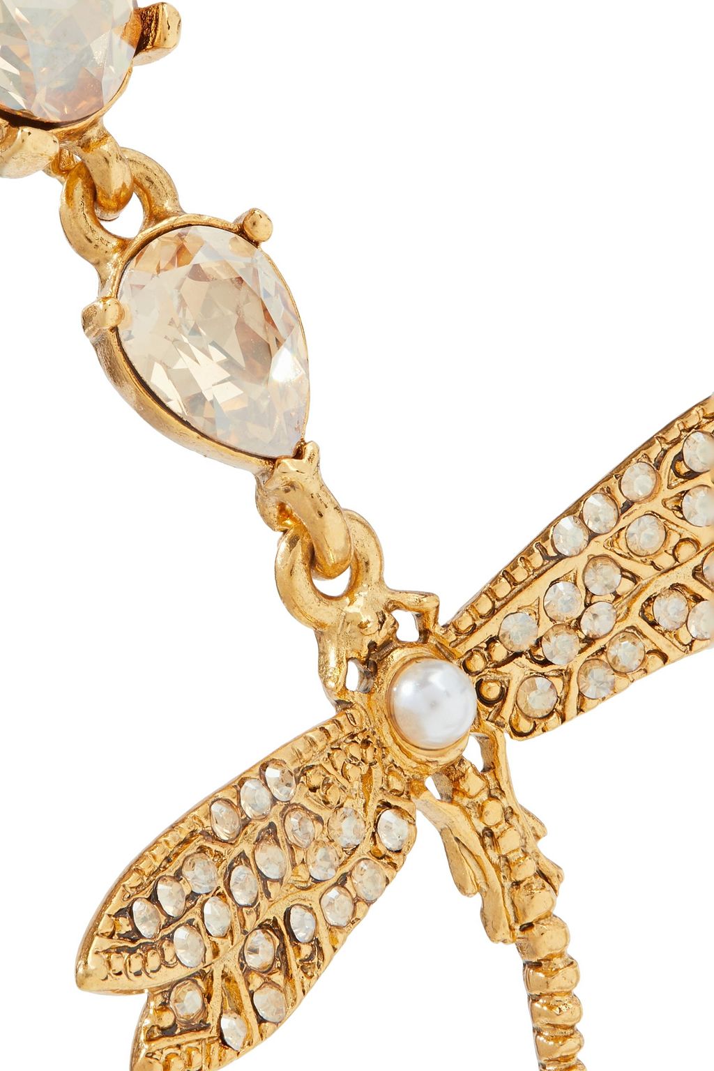 OSCAR DE LA RENTA Gold-tone, crystal and faux pearl earrings