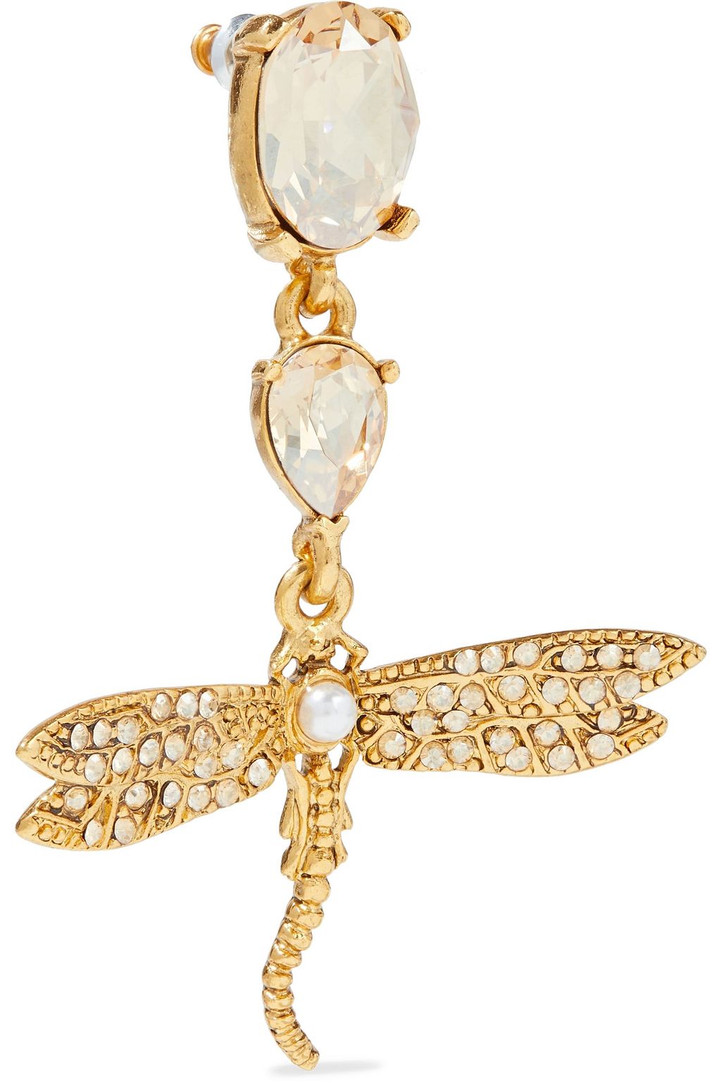 OSCAR DE LA RENTA Gold-tone, crystal and faux pearl earrings