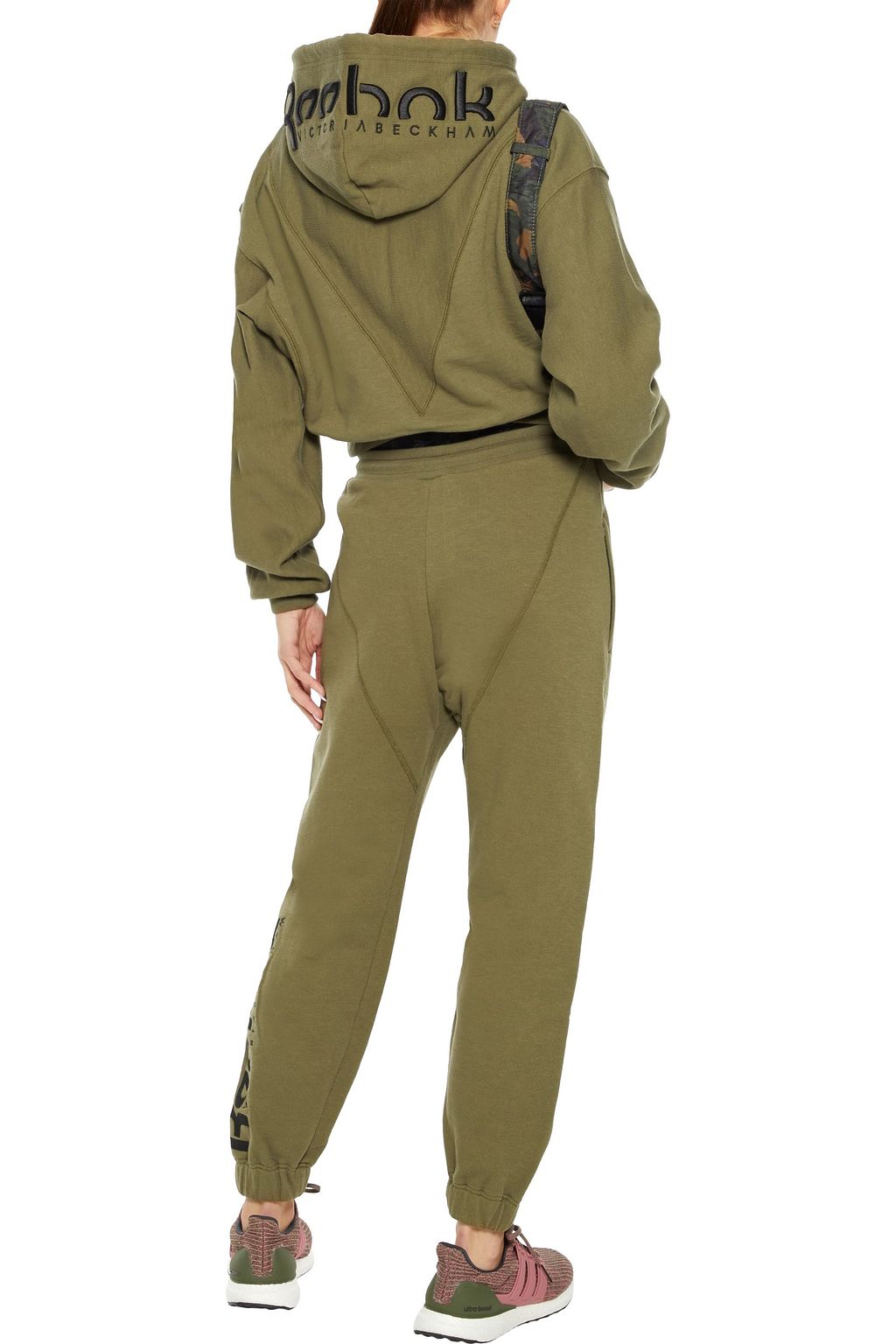 REEBOK X VICTORIA BECKHAM Embroidered French cotton-terry track pants