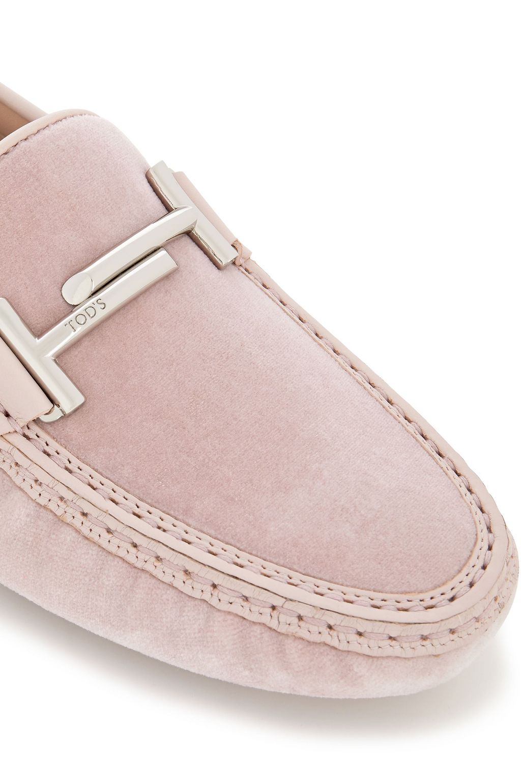 TOD'S Embellished velvet and leather loafers
