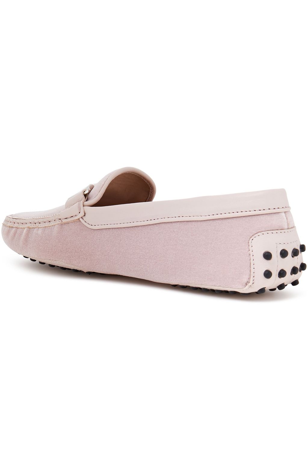 TOD'S Embellished velvet and leather loafers