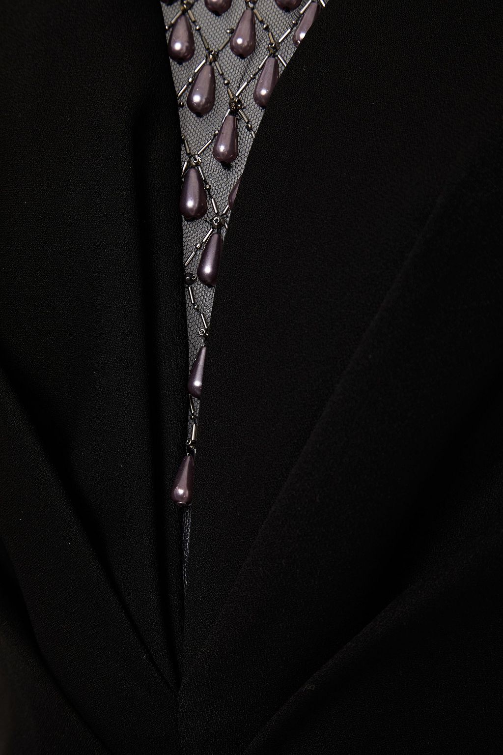 JENNY PACKHAM Embellished tulle-paneled stretch-crepe gown
