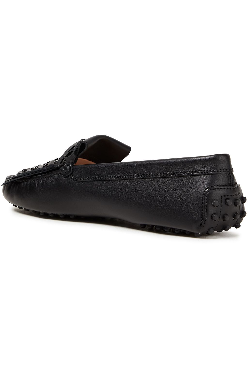 TOD'S Fringed studded leather loafers