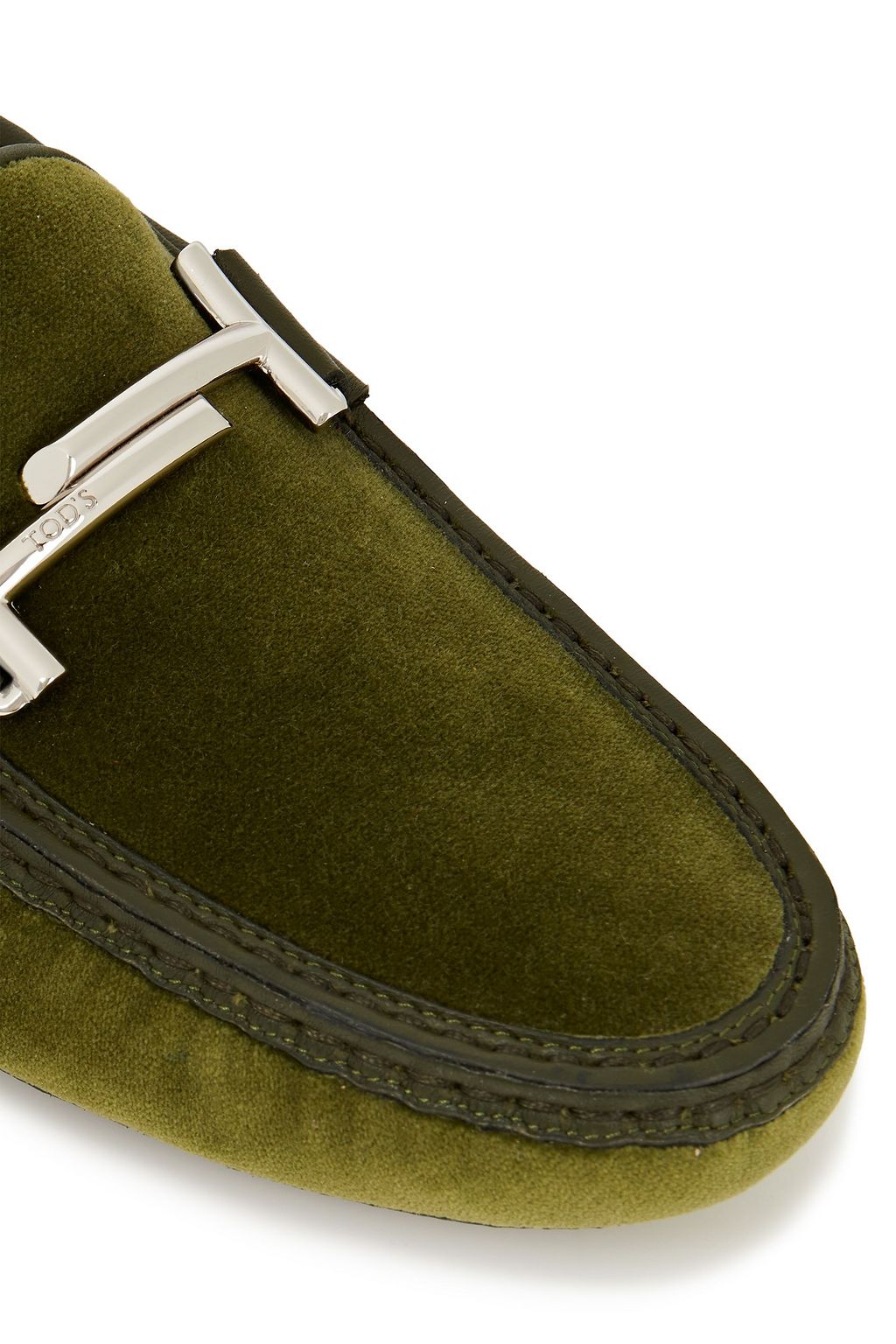 TOD'S Embellished velvet and leather loafers